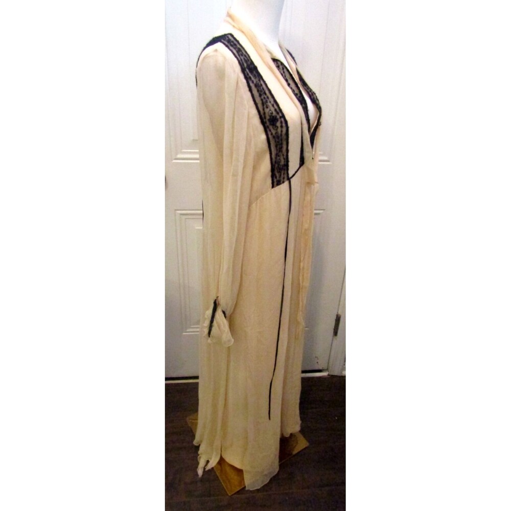 T.ba Mina Maxi Dress In Nature Layered Flowy Silk Chiffon Lace Size 38 US 8 - Picture 9 of 11